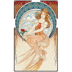 S 8860 Cross stitch pattern for a phone - Painting by A. Mucha