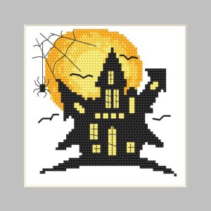 Cross stitch pattern for a phone - Postcard - Ghost house