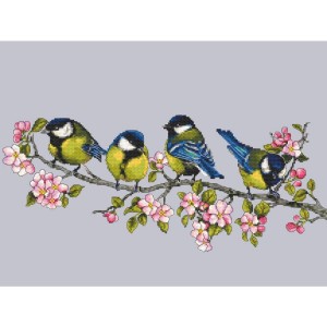 Cross stitch pattern for a phone - Tits on a twig