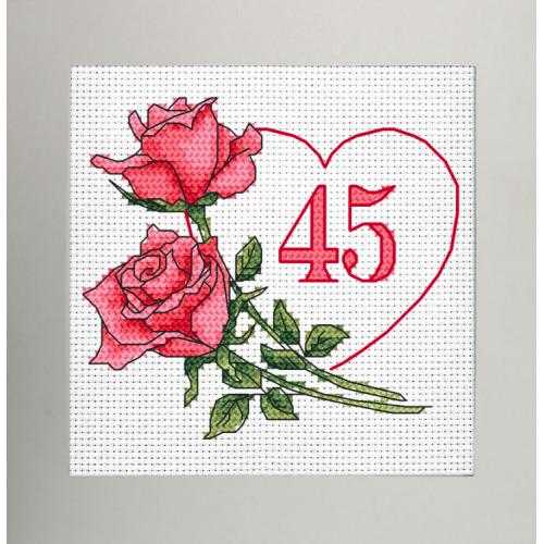 S 10341 Wzór do haftu na smartfona - Kartka urodzinowa - Serce z różami