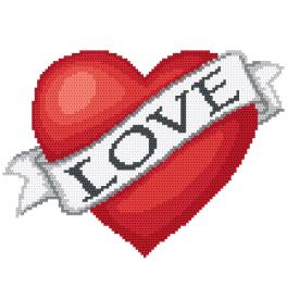 K 10690 Kanwa z nadrukiem - Serce miłością haftowane