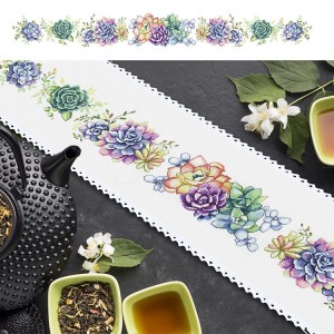 Cross stitch pattern for smartphone - Long table runner with succulents