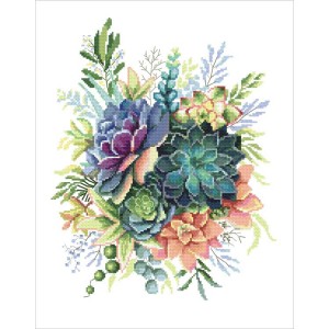 Cross stitch pattern for smartphone - Composition with succulents