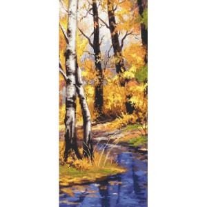 GC 10488 Cross stitch pattern on paper - Autumn birches
