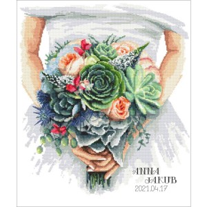 Cross stitch pattern for a phone - Wedding certificate with succulents