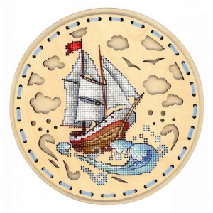 MP O-022 Cross stitch kit on plywood - Towards the wind