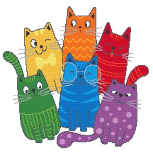 Cross stitch pattern for a phone - Faces of the cat family