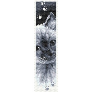 Cross stitch pattern for smartphone - Bookmark with a Siamese kitten