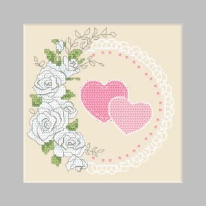 S 10358 Cross stitch pattern for smartphone - Postcard - Wedding hearts