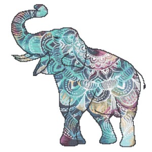GC 10712 Cross stitch pattern on paper - Indian elephant of happiness