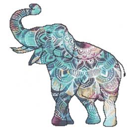 GC 10712 Wzór do haftu drukowany - Indyjski słoń szczęścia