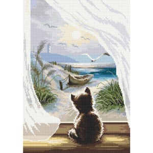 GC 10496 Cross stitch pattern on paper - Pensive kitten