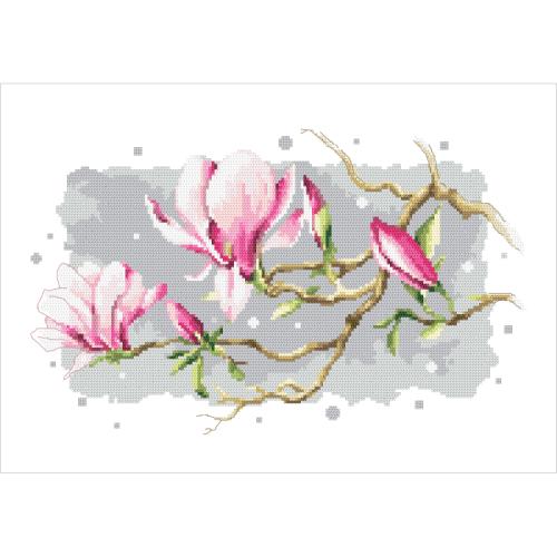 GC 10495 Wzór do haftu drukowany - Magnolia królową wiosny