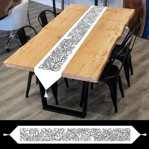 ZU 10717 Cross stitch kit - Table runner sash with monstera - white