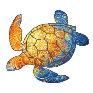 GC 10719 Cross stitch pattern on paper - Sun-painted turtle