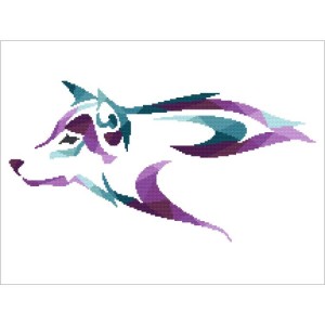 GC 10722 Cross stitch pattern on paper - Wolf painted with aurora