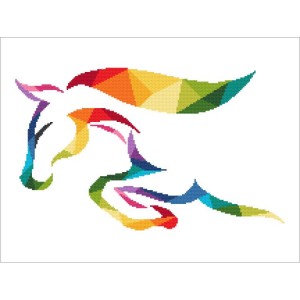 Cross stitch pattern for a phone - Horse painted with a rainbow