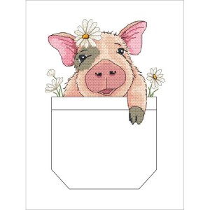 GC 10379 Cross stitch pattern on paper - Piggy in a pocket