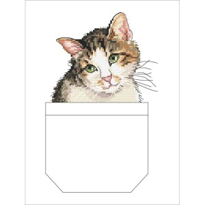 GC 10381 Cross stitch pattern on paper - Kitten in a pocket