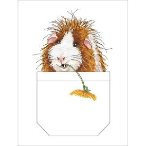 GC 10378 Cross stitch pattern on paper - Guinea pig in a pocket