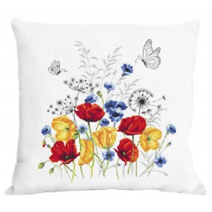 Cross stitch pattern for smartphone - Cushion with a poppy meadow