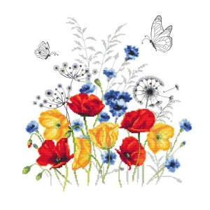 Cross stitch pattern for a phone - Poppy meadow
