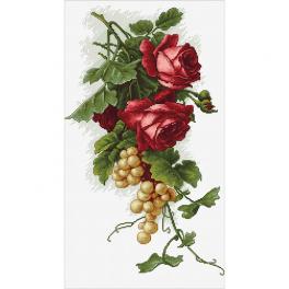 LS B2229 Zestaw do haftu - Czerwone róże z winogronami