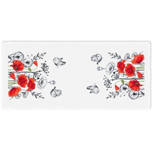 Cross stitch pattern for smartphone - Table runner with purple poppies