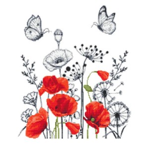 Z 10510 Cross stitch kit - Purple poppies