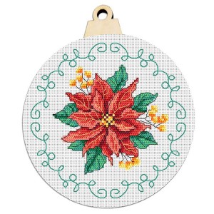 Cross stitch pattern for smartphone - Christmas ball with poinsettia
