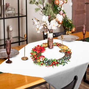 W 10511 Cross stitch pattern PDF - Tablecloth with a Christmas wreath