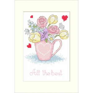 Cross stitch pattern for smartphone - Birthday card - Flowers in a cup