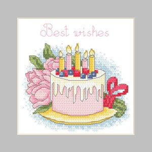 Cross stitch pattern for smartphone - Birthday card - Birthday cake