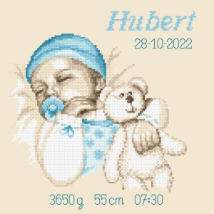 Cross stitch pattern for a phone - Birth certificate - Boy's dream