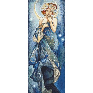 Cross stitch pattern for a phone - "Moon" by A. Mucha
