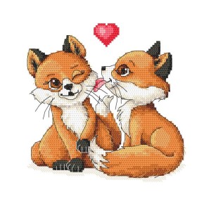 Cross stitch pattern for smartphone - Foxes in love