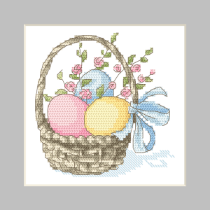 Cross stitch pattern for smartphone - Easter card - Eggs in the basket