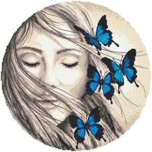 Wzór do haftu na telefon - Kobieta z motylami