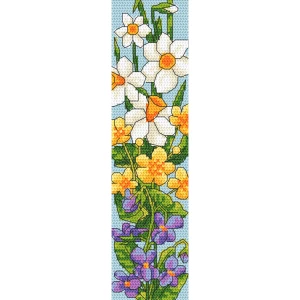 Wzór do haftu na smartfona - Zakładka z kwiatami wiosennymi