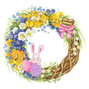 GC 10522 Printed cross stitch pattern - Easter wreath