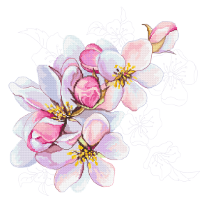 GC 10521 Printed cross stitch pattern - Apple blossoms