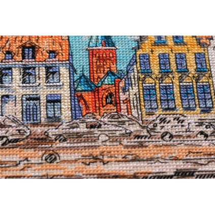 AH-137 Cross stitch kit - Colorful town I