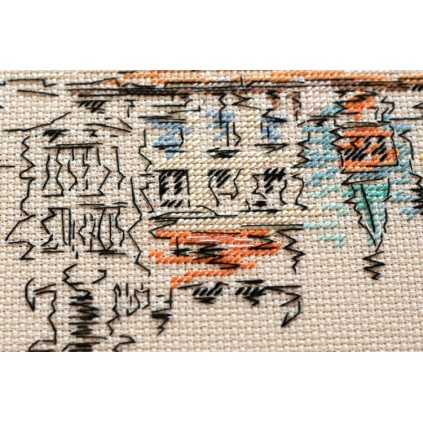 AH-137 Cross stitch kit - Colorful town I