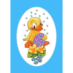 Cross stitch pattern for smartphone - Card with a duckling