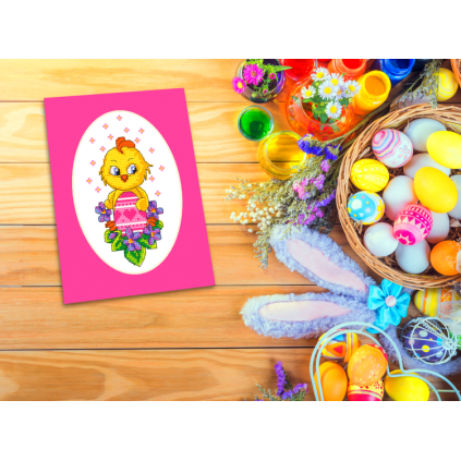 ZU 10754 Cross stitch kit - Card with a chicken