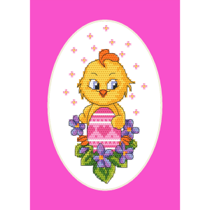 Cross stitch pattern for smartphone - Card with a chicken