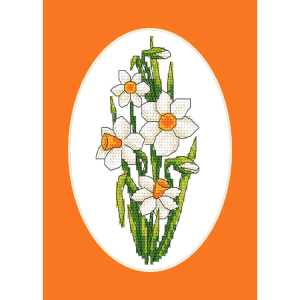 Cross stitch pattern for smartphone - Card with daffodils