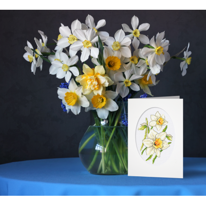 ZSU 10823 Cross stitch kit - Card with daffodils