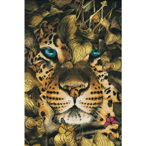 NPE 3519 Cross stitch kit with printed background - Prince of the savannah
