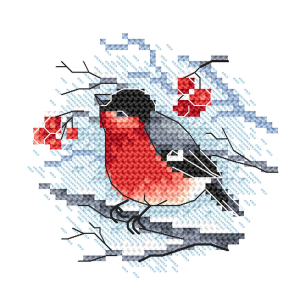 GC 10827 Cross stitch pattern on paper - Bullfinch and a rowan